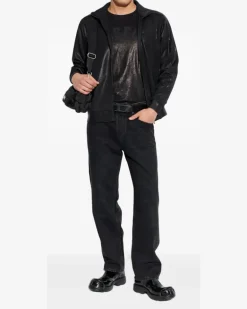 T-NORM-AA2 Sweatshirtjacke mit Glanzoptik - Schwarz