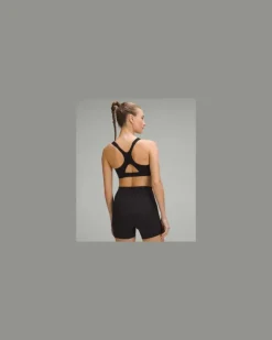 Trainings-BH aus Ultralu mit quadratischem Ausschnitt Mittlerer Halt B/C-Cups für Frauen – Größe in Black