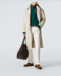 Trenchcoat aus Baumwolle und Seide Weiß