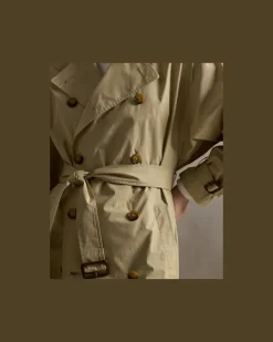 Trenchcoat aus Baumwollmischgewebe Tan