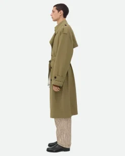 Trenchcoat aus feiner Wolle-Grün - Herren