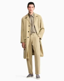 Trenchcoat aus Lyocell-Popeline mit klassischem Kragen Beige