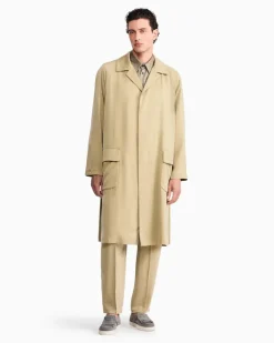 Trenchcoat aus Lyocell-Popeline mit klassischem Kragen Beige
