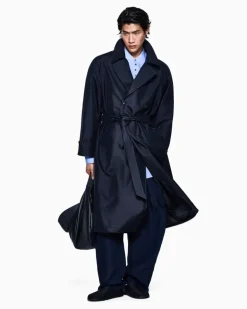 Trenchcoat aus Twill aus einer Seidenmischung Marineblau
