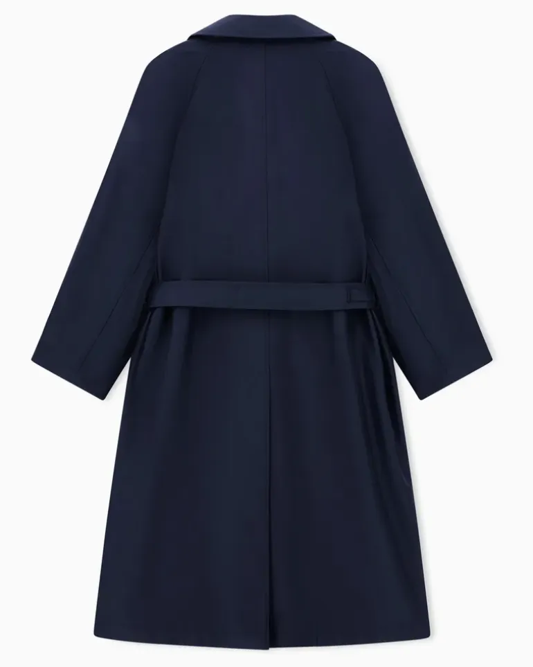 Trenchcoat aus Twill aus einer Seidenmischung Marineblau