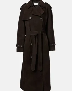 Trenchcoat aus Veloursleder Braun
