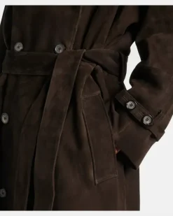 Trenchcoat aus Veloursleder Braun