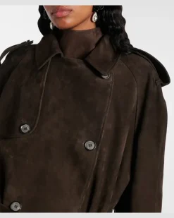 Trenchcoat aus Veloursleder Braun