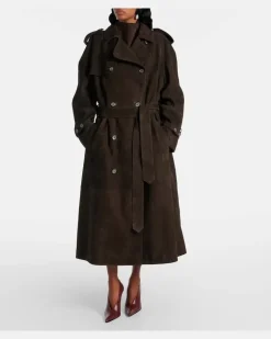 Trenchcoat aus Veloursleder Braun