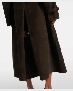 Trenchcoat aus Veloursleder Braun