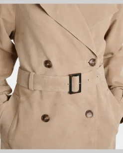 Trenchcoat aus Veloursleder Beige