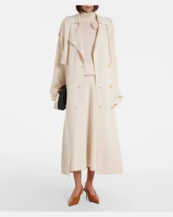Trenchcoat aus Wolle und Kaschmir Weiß