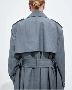 Trenchcoat aus Wolle und Mohair-Blau - Damen