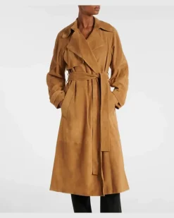 Trenchcoat Ramona aus Veloursleder Braun