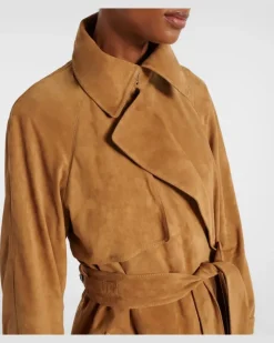 Trenchcoat Ramona aus Veloursleder Braun
