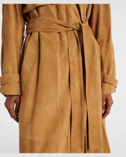 Trenchcoat Ramona aus Veloursleder Braun