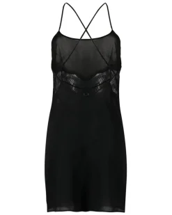 Trägerkleid mit Kontrasteinsätzen - Schwarz