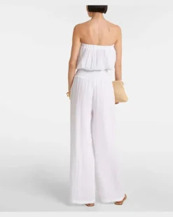 Trägerloser Jumpsuit Naomi aus Baumwolle Weiß