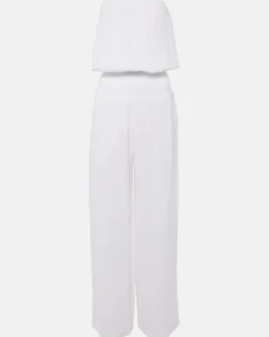 Trägerloser Jumpsuit Naomi aus Baumwolle Weiß