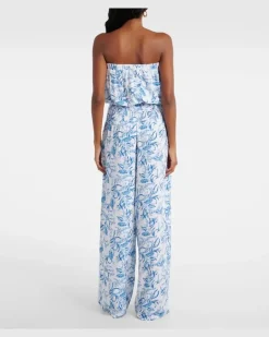 Trägerloser Jumpsuit Naomi aus Baumwolle Blau