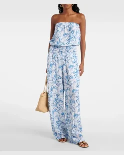 Trägerloser Jumpsuit Naomi aus Baumwolle Blau