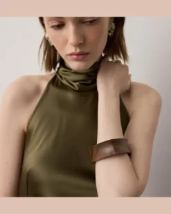Triaden-Armspange mit Holz Silver