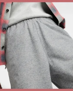 Trompe l'œil Jogginghose aus Leder Grau