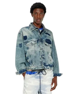 Trucker-Jacke mit Patch-Effekten - Denim jacken - Unisex - Blau