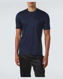 T-Shirt aus Baumwoll-Jersey Blau