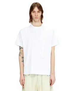 T-Shirt mit Biker-Halsriemen - T-Shirts - Herren - Weiss