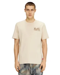 T-Shirt mit Camouflage-Aufnäher - T-Shirts - Herren - Braun