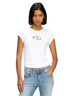 T-Shirt mit Cutout-Logo - T-Shirts - Damen - Weiss