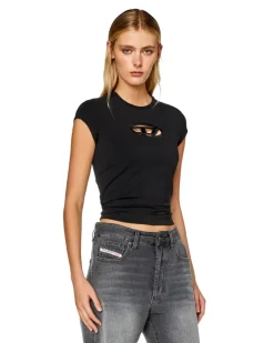 T-Shirt mit Cutout-Logo - T-Shirts - Damen - Schwarz