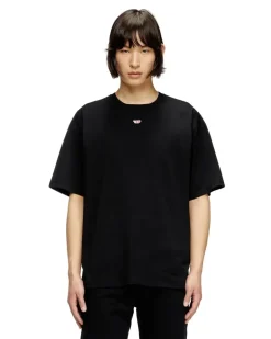 T-Shirt mit gesticktem D-Patch - T-Shirts - Unisex - Schwarz