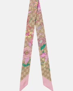 Tuch GG Gucci Flora aus Seiden-Twill Rosa