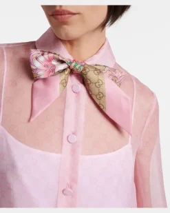 Tuch GG Gucci Flora aus Seiden-Twill Rosa