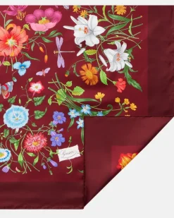 Tuch Gucci Flora aus Seiden-Twill Burgunderrot