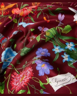 Tuch Gucci Flora aus Seiden-Twill Burgunderrot