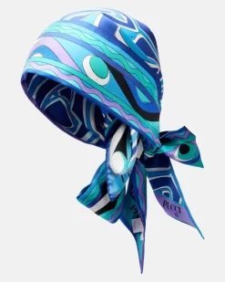 Tuch Labirinto aus Seiden-Twill Blau