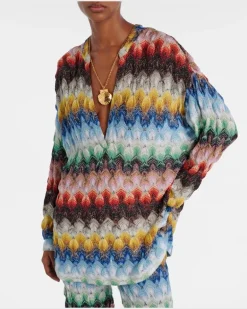 Tunika aus Häkelstrick Multicolor