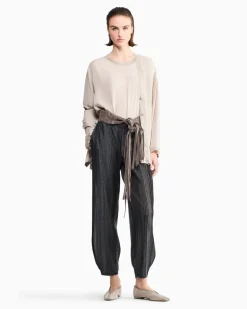 Twin-Set aus doppelt genähtem Seiden-Georgette Grau