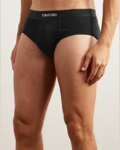Two-Pack Stretch-Cotton and Modal-Blend Briefs Black