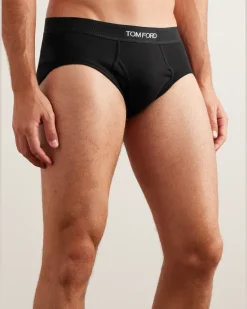 Two-Pack Stretch-Cotton and Modal-Blend Briefs Black