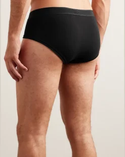 Two-Pack Stretch-Cotton and Modal-Blend Briefs Black