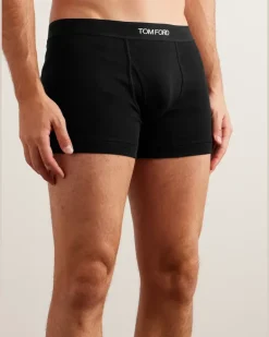 Two-Pack Stretch-Cotton Jersey Boxer Briefs Black