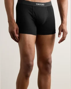 Two-Pack Stretch-Cotton Jersey Boxer Briefs Black