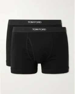 Two-Pack Stretch-Cotton Jersey Boxer Briefs Black