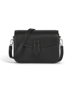 Umhängetasche mit Federdetail aus Soft Leder - Schwarz - Leder - MB199831 - Messenger Bags