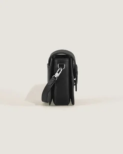 Umhängetasche mit Federdetail aus Soft Leder - Schwarz - Leder - MB199831 - Messenger Bags