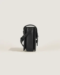 Umhängetasche mit Federdetail aus Soft Leder - Schwarz - Leder - MB199831 - Messenger Bags